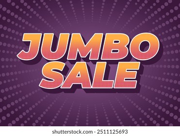 Jumbo sale. Text effect design in modern colors with 3D style