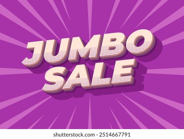 Jumbo sale. Text effect design in modern colors with 3D style