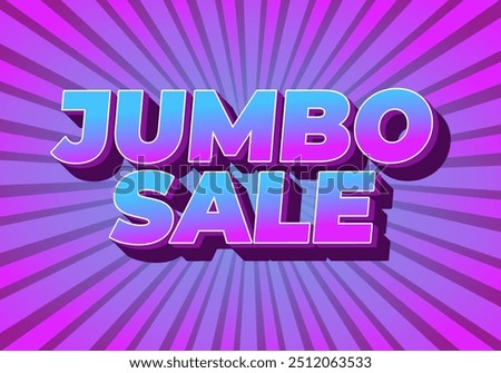 Jumbo sale. Text effect design in modern colors with 3D style