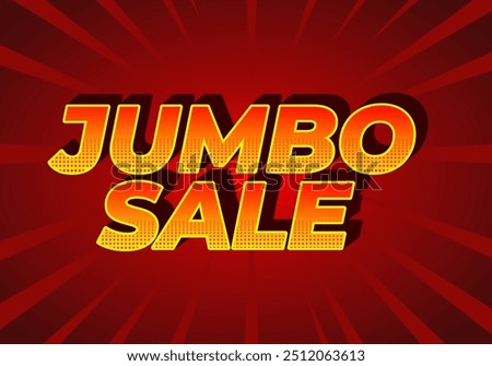 Jumbo sale. Text effect design in modern colors with 3D style