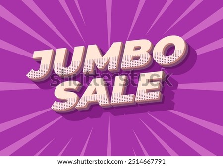 Jumbo sale. Text effect design in modern colors with 3D style