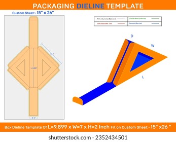Jumbo Sandwich Packing Paper Box Dieline 9.899 x 7 x 2 Inch