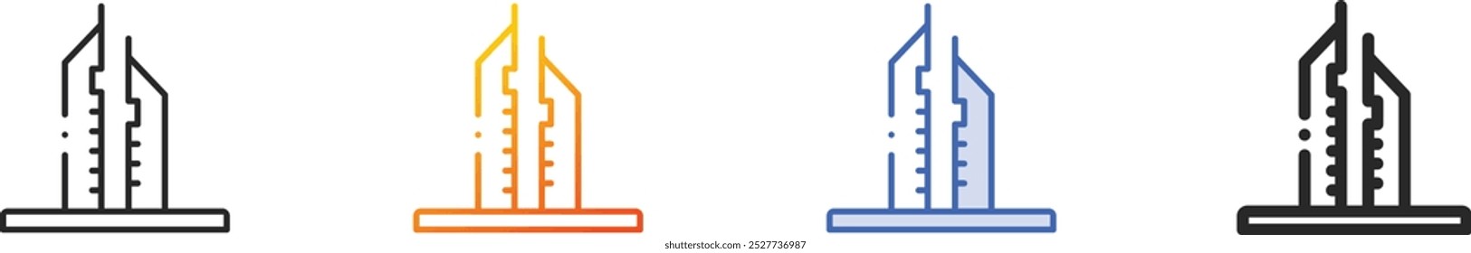 icono de jumeirah. Diseño lineal delgado, degradado, trazo azul y estilo audaz aislado sobre fondo blanco