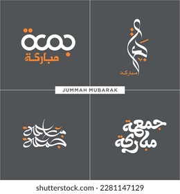 Jummah Mubarak calligraphy translation blessed friday, 4 Calligraphy vector