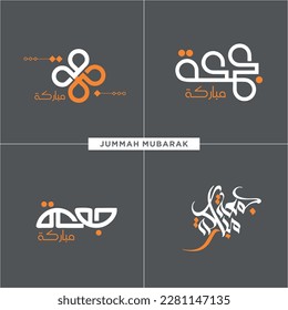 Jummah Mubarak calligraphy translation blessed friday, 4 Calligraphy design vector