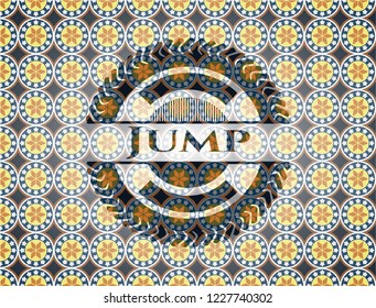 Jump arabesque emblem background. arabic decoration.