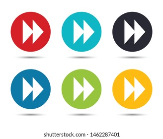 Jump backward icon flat round button set illustration design isolated on white background