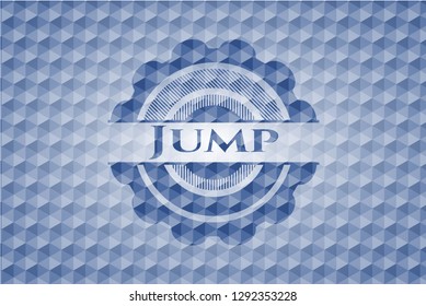 Jump blue emblem with geometric pattern.