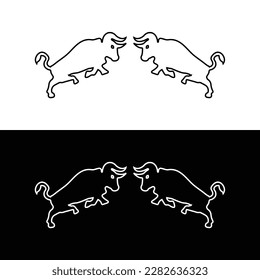 Jump bull animal vector logo illustration 