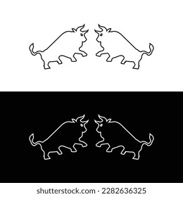 Jump bull animal vector logo illustration 