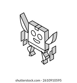 jump cardboard box character isometric icon vector. jump cardboard box character sign. isolated symbol illustration