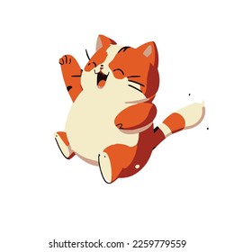 jump cat, happy kitten, vector illustration 
