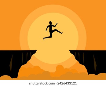 In: Jump Cliff Vector. Wage es, Hindernisse zu überwinden