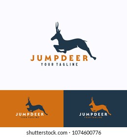 Jump Deer Logo Template Design. Creative Vector Emblem, for Icon or Design Concept.