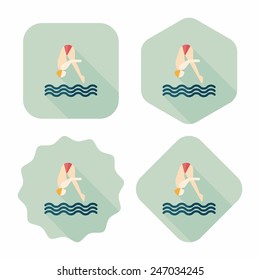 Jump Diving flat icon with long shadow,eps10