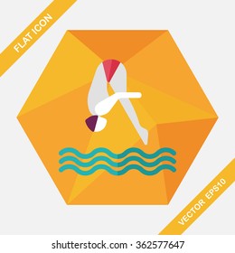 Jump Diving flat icon with long shadow,eps10