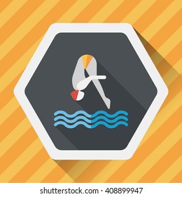 Jump Diving flat icon with long shadow,eps10