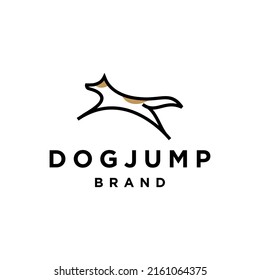 logotipo del perro de salto, diseño del logotipo del perro de salto abstracto en línea de forma de ilustración vectorial.