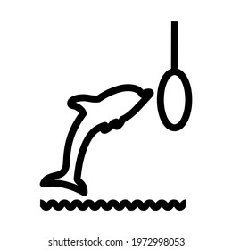 Jump Dolphin Icon. Editable Bold Outline Design. Vector Illustration.