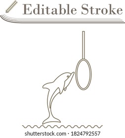 Jump Dolphin Icon. Editable Stroke Simple Design. Vector Illustration.