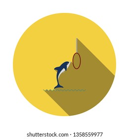Jump dolphin icon. Flat color design. Vector illustration.