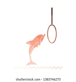 Jump dolphin icon. Flat color design. Vector illustration.