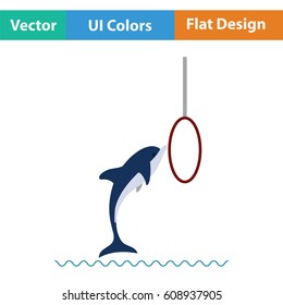 Jump dolphin icon. Flat design. Vector illustration.