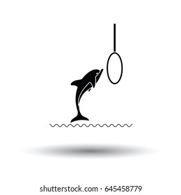 Jump dolphin icon. White background with shadow design. Vector illustration.