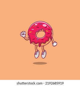jump donut cute cartoon mascot