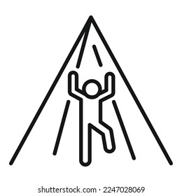 Vector de contorno de icono de esfuerzo de salto. Desafío laboral. Socio de Idea