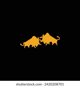 Jump and fight bull animal logo design . Bull silhouette icon 