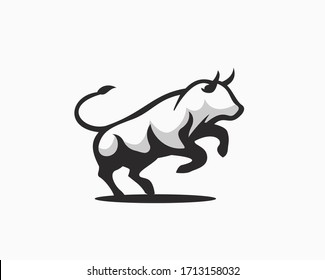 jump fight bull logo design inspiration