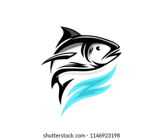 jump fish art logo