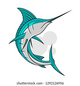 Jump fish marlin on white background in vector EPS8