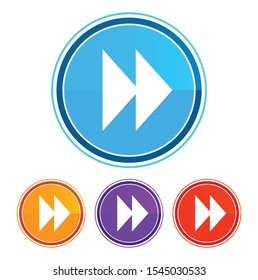 Jump forward icon flat design round buttons set illustration design isolated on white background