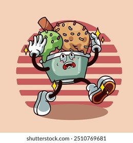 Jump Gellato Character Illustration Vintage and Retro Style