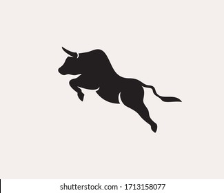 Jump up high bull logo design inspiration