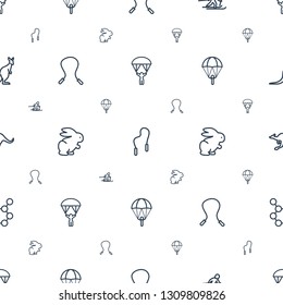 jump icons pattern seamless white background. Included editable outline man with parachute, skipping rope, skiing, rabbit, parachute, cangaroo icons. jump icons for web and mobile.