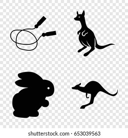 Jump icons set. set of 4 jump filled icons such as rabbit, kangaroo