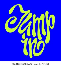 Entre. A tipografia apresenta um estilo de letras lúdico e fluido. O humor transmite um estilo de vida ativo e energético, complementado por uma vibrante paleta de cores azul e verde neon.