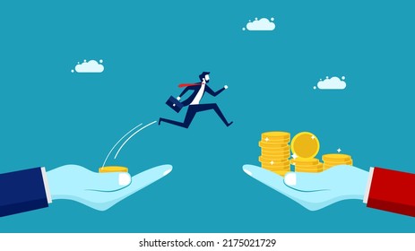 Jump into a high paying job. change job. business concept vector