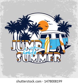 Jump into Summer vector graphic design