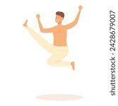 Jump kick icon cartoon vector. Capoeira brazil art. Health school training