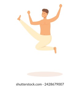 Jump kick icon cartoon vector. Capoeira brazil art. Health school training