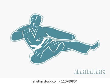 Jump kick - vector illustration