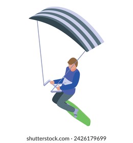 Jump kitesurfing icon isometric vector. Wind kite. Active speed