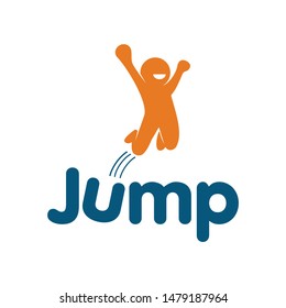 jump logo design template, with  character