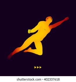 Jump Man. 3D Model of Man. Business, Science and Technology Vector Illustration. 