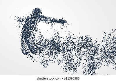 Jump man,vector graphics,composed of mosaic particle.