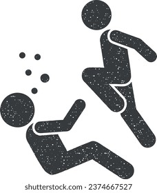 Jump men knee icon vector illustration in stamp style